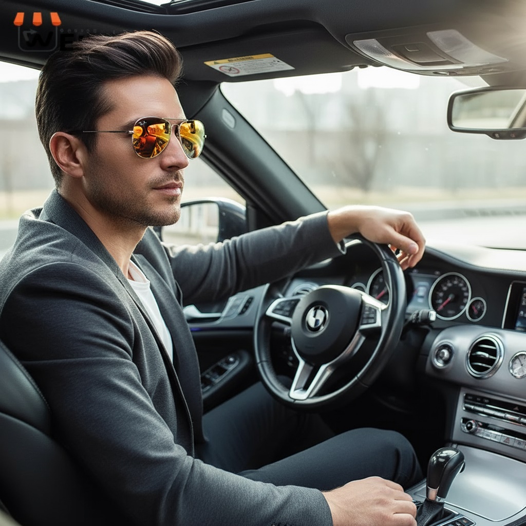 عینک ری بن مردانه شیشه زرد b2457 کد 1484